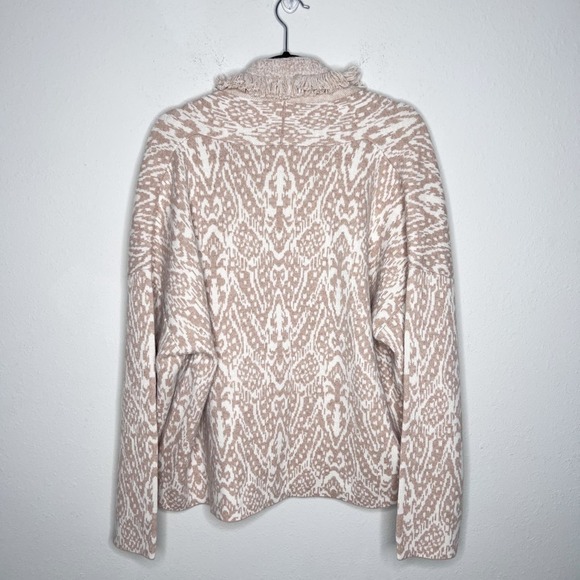 Intermix Simone Fringed Jacquard Cardigan Beige Size XL - Picture 5 of 6